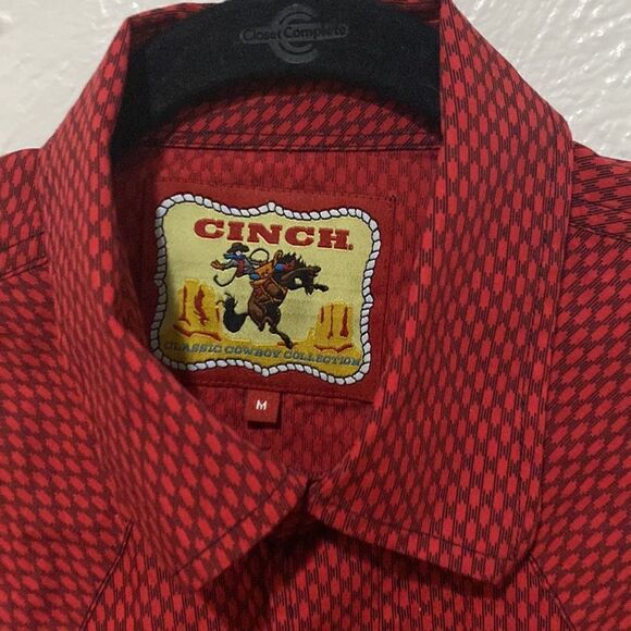 Cinch Classic Cowboy Collection Red Snap Button Long Sleeve Shirt Size Medium - Picture 3 of 9